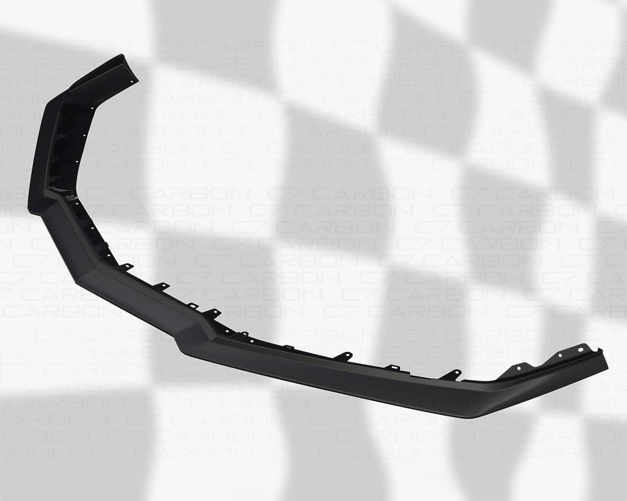 Corvette C8 Z07 1-piece front splitter in black, highlighting aerodynamic detailing for improved performance.