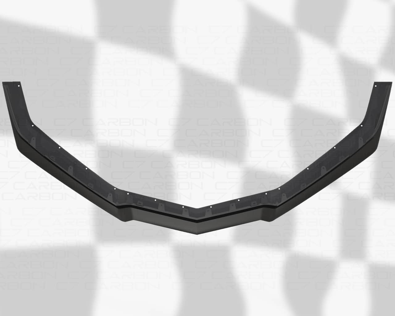 Front splitter for Corvette C8 Z07, showcasing the 1-piece aerodynamic design for improved front-end downforce.