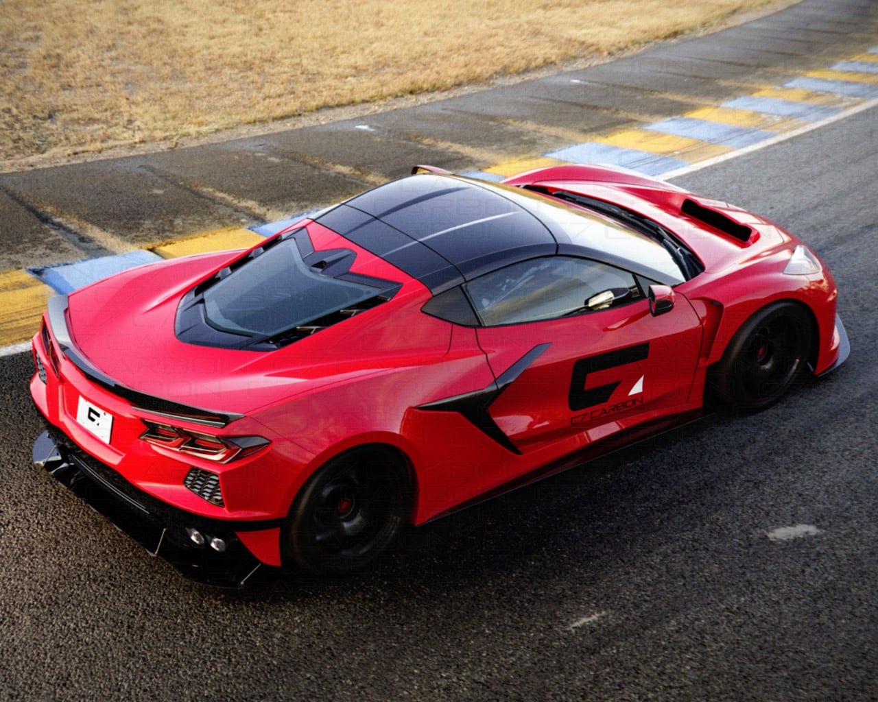 Corvette C8 C8R Style Racing Wide Body Kit rear view