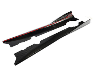 Underside view showing extended bottom floor flanges on C8 Corvette 5VM carbon fiber side skirts