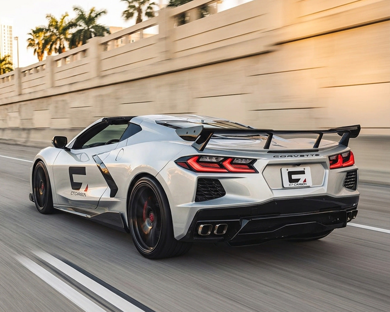 2020+ Corvette C8 OEM-Style Carbon Fiber High Wing Spoiler