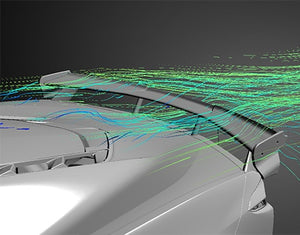 CFD aerodynamic airflow simulation testing downforce on C8 Corvette performance high wing