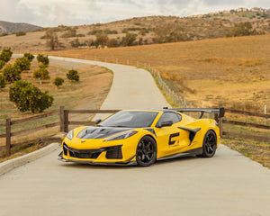 Accelerate Yellow C8 Corvette Z06 Widebody with Functional Carbon Fiber S-Duct Hood