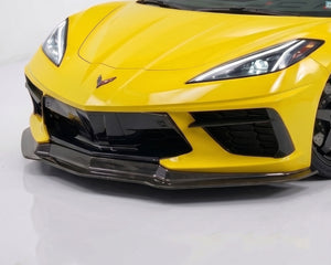 Close-Up View of C8 Corvette Champion Front Splitter Carbon fiber Weave