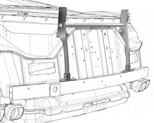Side view technical illustration of C8 spoiler chassis mount.