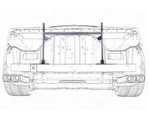Rear view technical drawing of the C8 Z06 chassis with spoiler mounting structure.