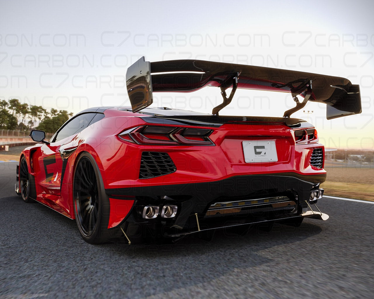 Corvette C8 ZR1 Style Stage 3 Racing Wide Body Kit rear view