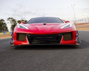 Front view of Corvette C8 GT3 Stage 3 Wide Body Kit on track