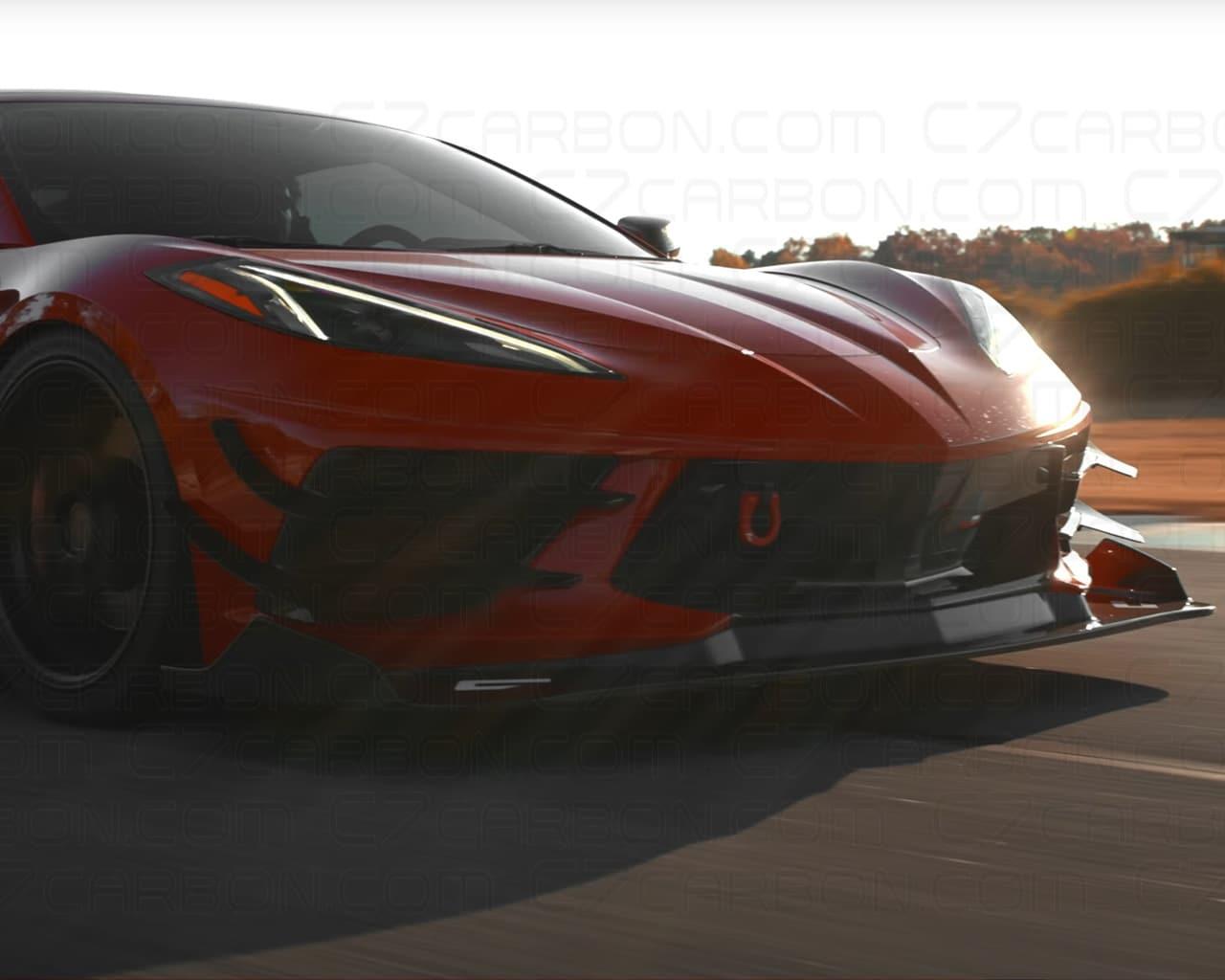 Close-up of Corvette C8 Z06 with racing canards.