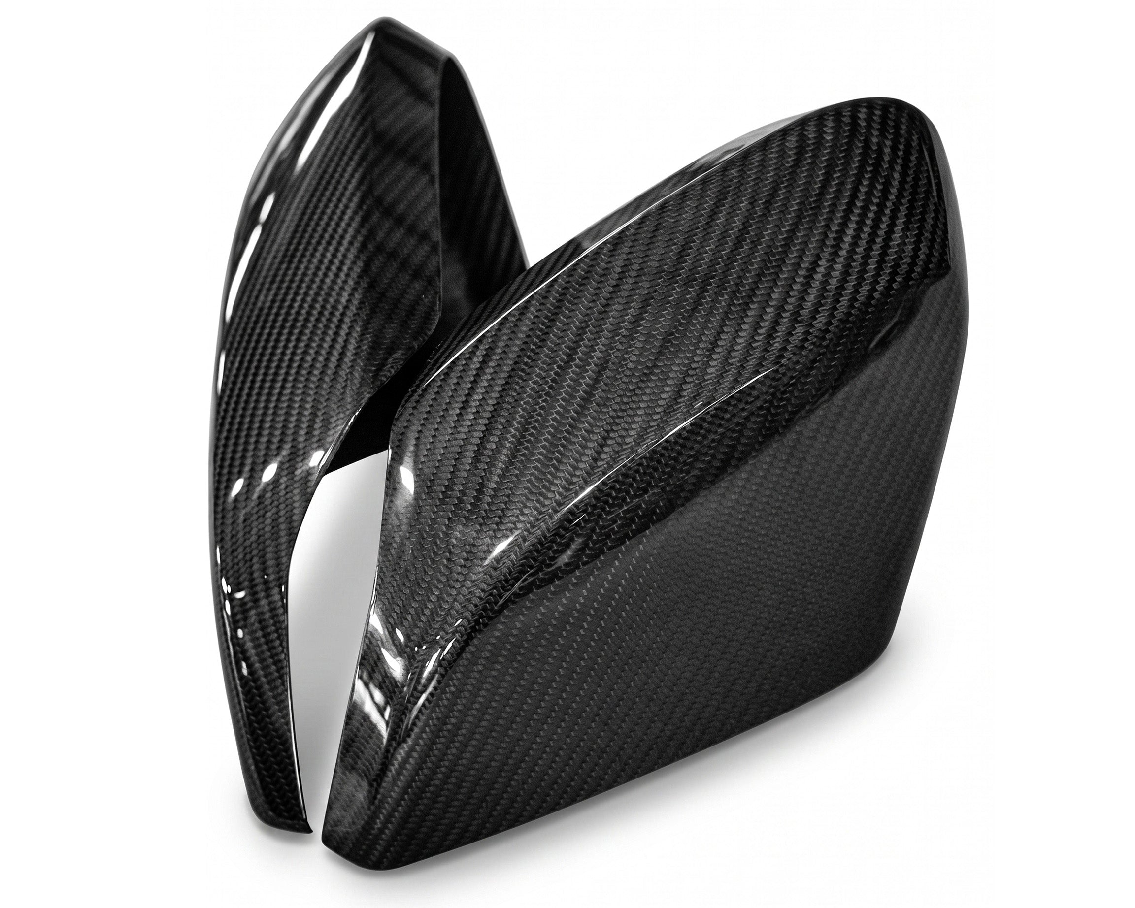 Pair of C8 Corvette 2x2 twill pre-preg carbon fiber mirror caps