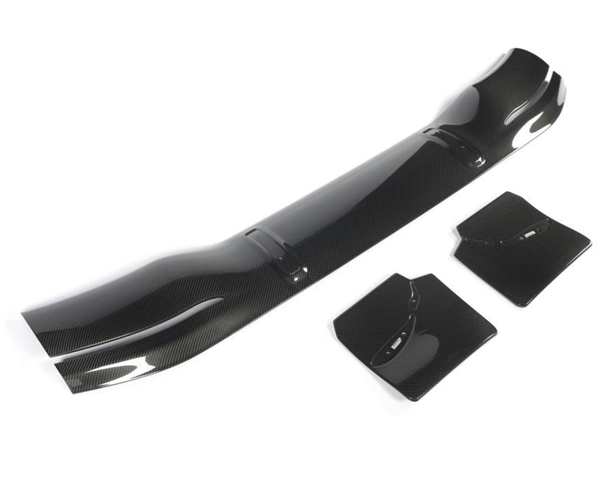 Top angle view of 2x2 twill carbon fiber Victory race wing blade and end caps for C8 Corvette