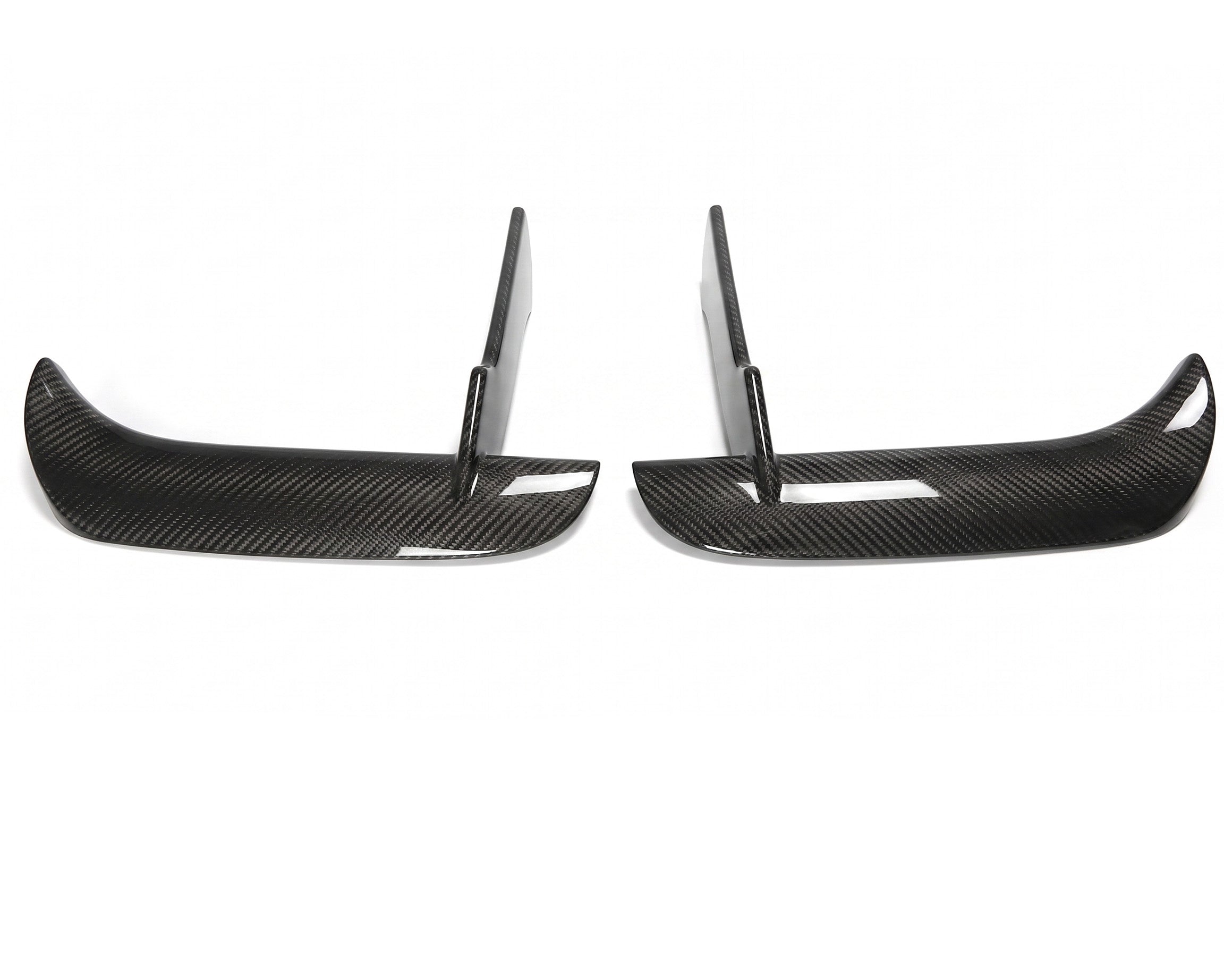 Pair of 2x2 twill pre-preg carbon fiber front bumper grille bezels for C8 Corvette