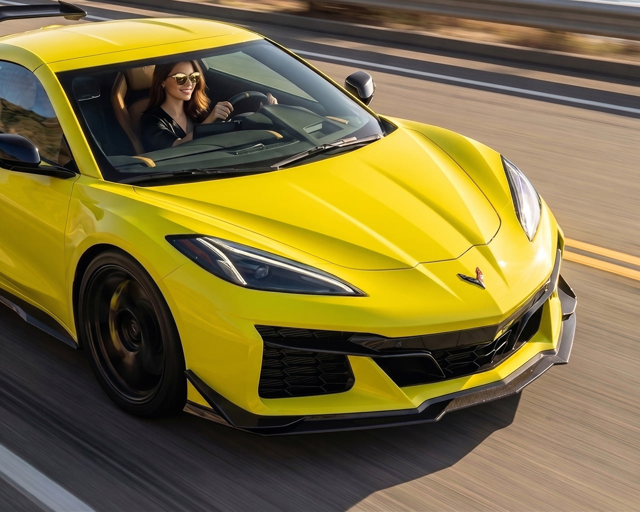 C8 Corvette Z06 Stage 3 carbon fiber 3-piece front splitter lip with dive plane canard slots