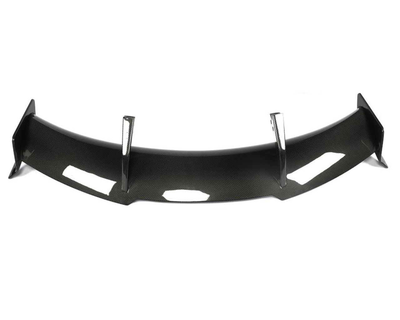 C8 Corvette ZR1 Spoiler Top view of autoclave cured carbon fiber rear wing blade and mounting brackets for C8 Corvette