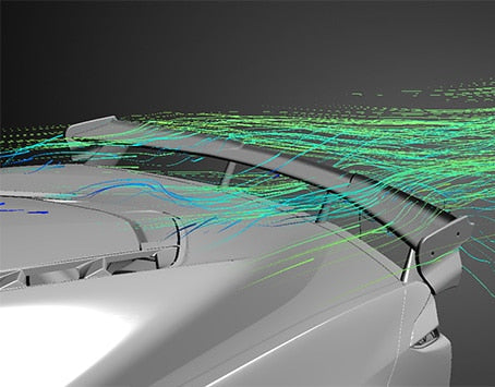 CFD aerodynamic airflow simulation testing downforce on C8 Corvette performance high wing