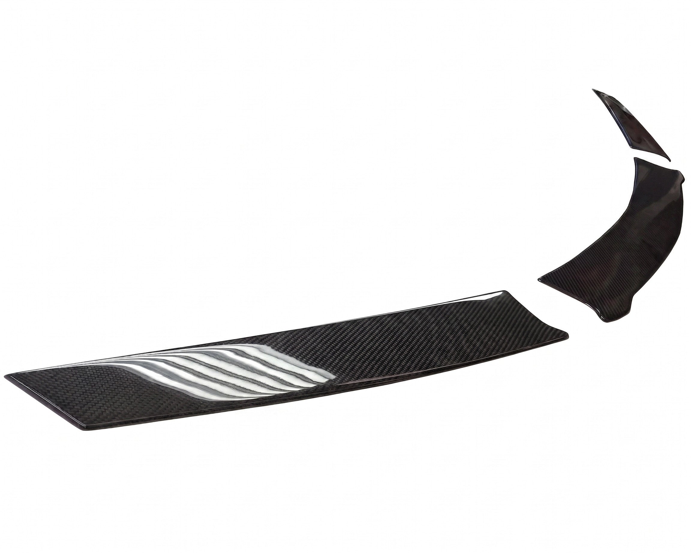 Side angle view of carbon fiber rear bumper hole cover trim for C8 Corvette Z06