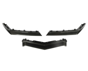 C7 Carbon 3-piece front splitter assembly in Carbon Flash with smooth non-canard winglets uninstalled