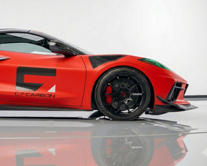 Side Profile View of C8 Corvette Front Fender Pressure Release Carbon Fiber Air Vents