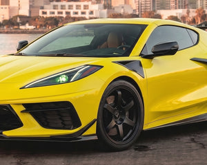 Accelerate Yellow C8 Corvette Stingray with Carbon Fiber Front Fender Vents Installed | C7 Carbon