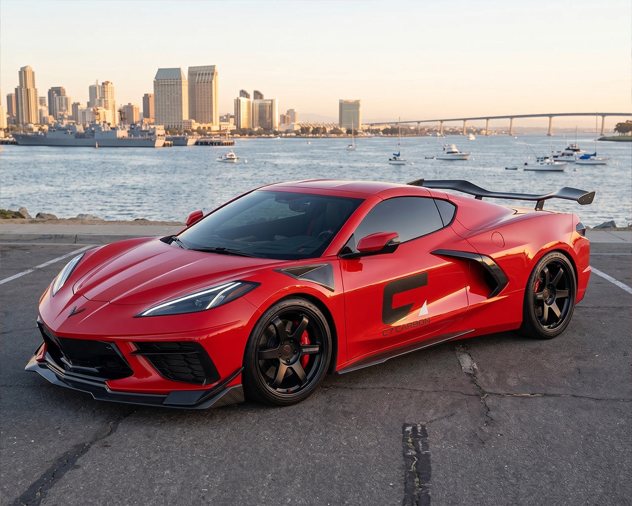 Torch Red C8 Corvette Stingray Equipped with Functional Track-Spec Carbon Fiber Fender Vents