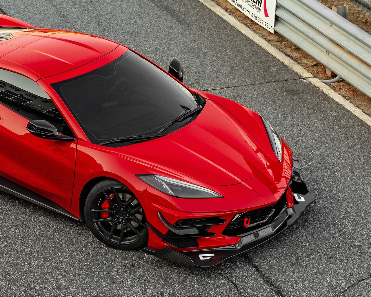 Pair of C7 Carbon Legacy series dry carbon fiber front dive planes and bezels for 2020+ Chevrolet Corvette C8 Stingray 