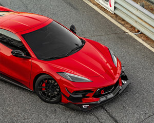 Pair of C7 Carbon Legacy series dry carbon fiber front dive planes and bezels for 2020+ Chevrolet Corvette C8 Stingray 